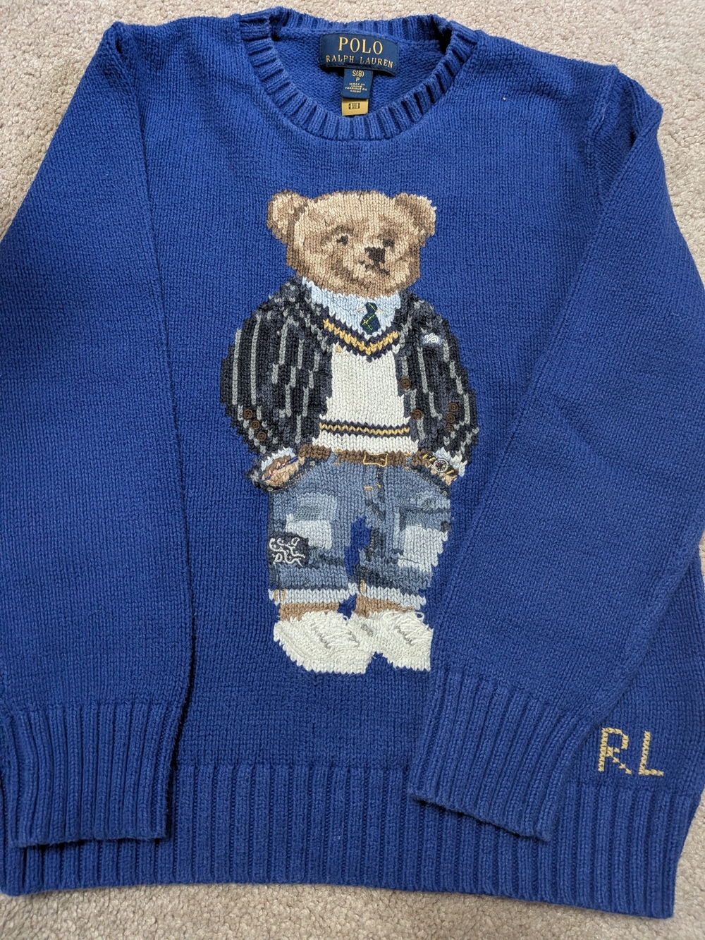 Polo by Ralph Lauren Royal Blue Bear Crewneck Sweater